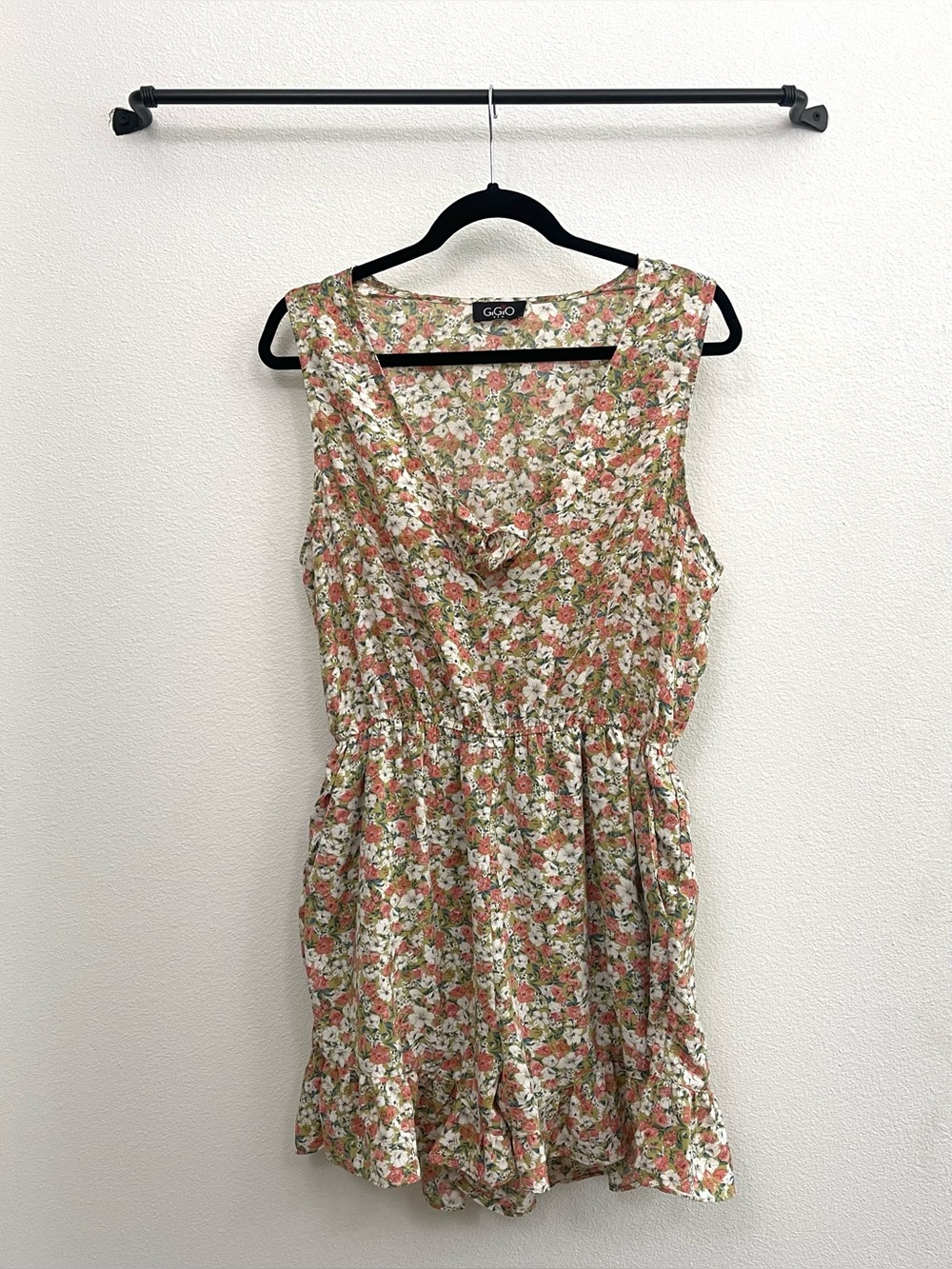 Ditsy Floral Romper - Green/Coral/Cream